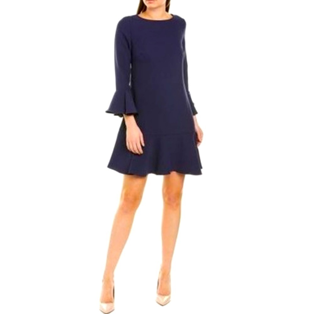 Sail to Sable Women’s Navy Ruffle Hem Dress Size 4 New Preppy Classic Party Chic